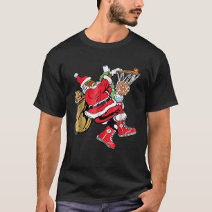 T-shirt Black African American Santa Claus Basketball Chri