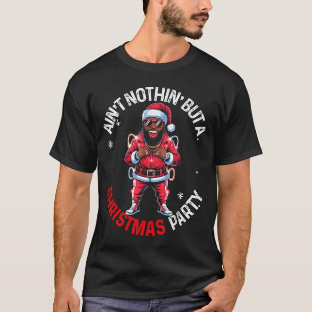 T-shirt Black African American Santa Claus Christmas Pajam (Devant)