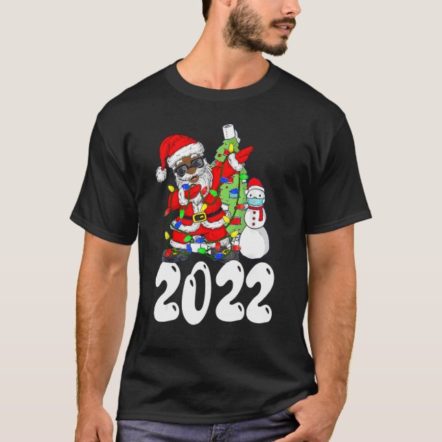 T-shirt Black African American Santa Claus Christmas pajam (Devant)