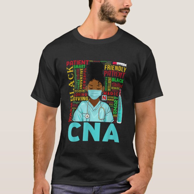 T-shirt Black African American Women CNA Nurse Black Histo (Devant)