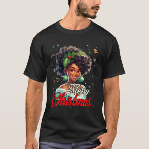 T-shirt Black African Girl American Melanin Christmas Sant