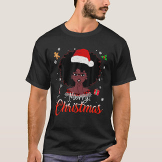 T-shirt Black African Girl American Melanin Christmas Sant