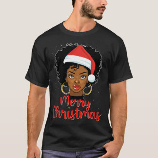 T-shirt Black African Girl American Melanin Christmas Sant