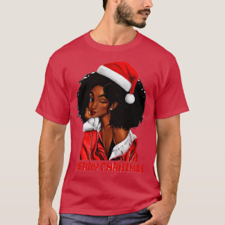 T-shirt Black African Girl American Melanin Christmas Sant