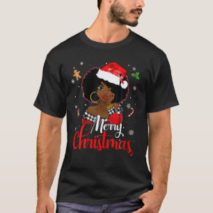 T-shirt Black African Girl American Melanin Christmas Sant