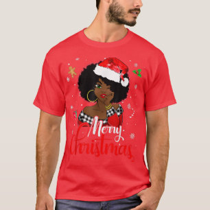 T-shirt Black African Girl American Melanin Christmas Sant