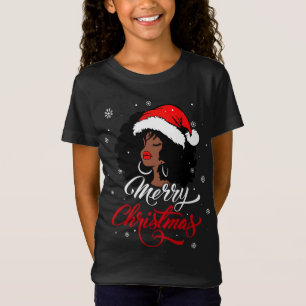 T-Shirt Black African Girl American Père Noël Christmas Me