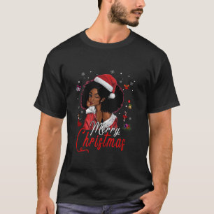 T-shirt Black African Santa Hat African American Merry Chr