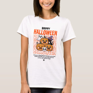 T-shirt Black and Orange Grunge Halloween Cat & Pumpkin