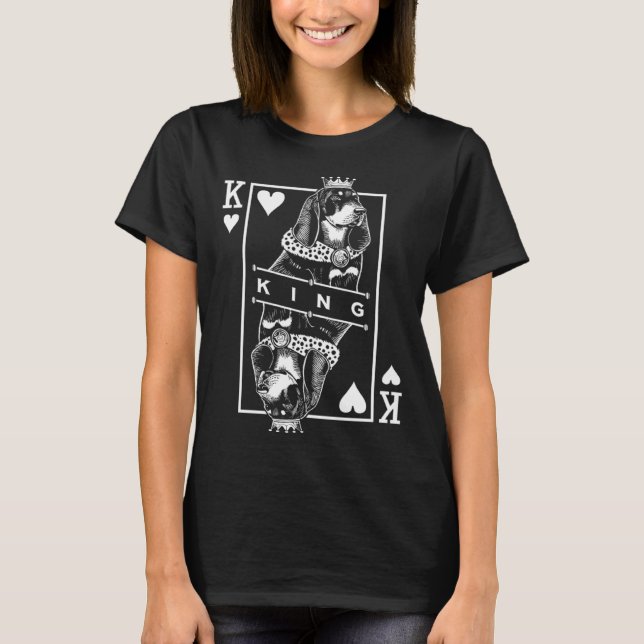 T-shirt Black and Tan Coonhound King Of Hearts Dog  Pop (Devant)