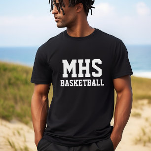 T-shirt Black and White Custom Basketball Team Spirit