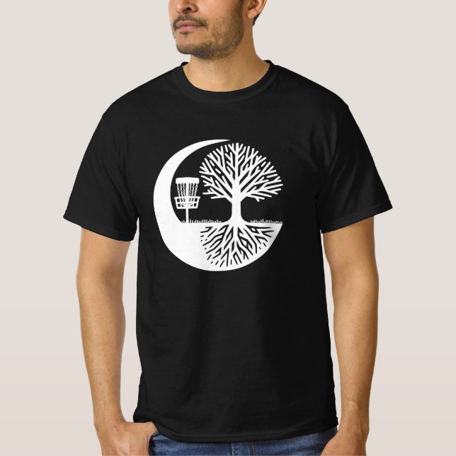 T-shirt Black and white Disc Golf and Tree Roots   (Devant)