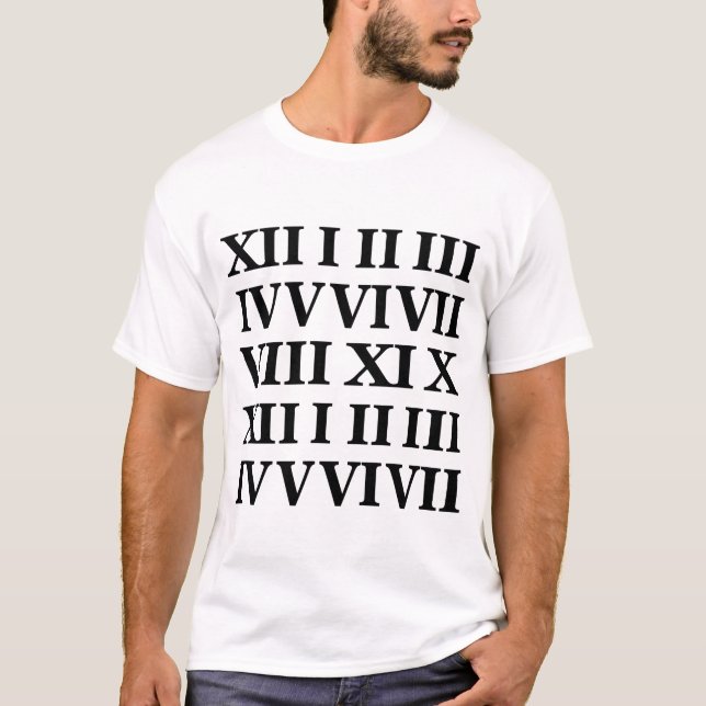 T-shirt Black and White Roman Numeral  (Devant)