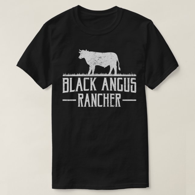 T-shirt Black Angus Cow Rancher Funky Boeuf Viande de béta (Design devant)