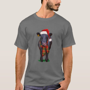 T-shirt Black Angus Vache Père Noël, Bonjour Thankm