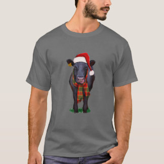 T-shirt Black Angus Vache Père Noël, Bonjour Thankm