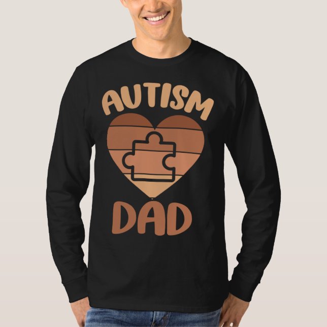 T-shirt Black Autism Dad Of Autistic Son Autism Awareness  (Devant)