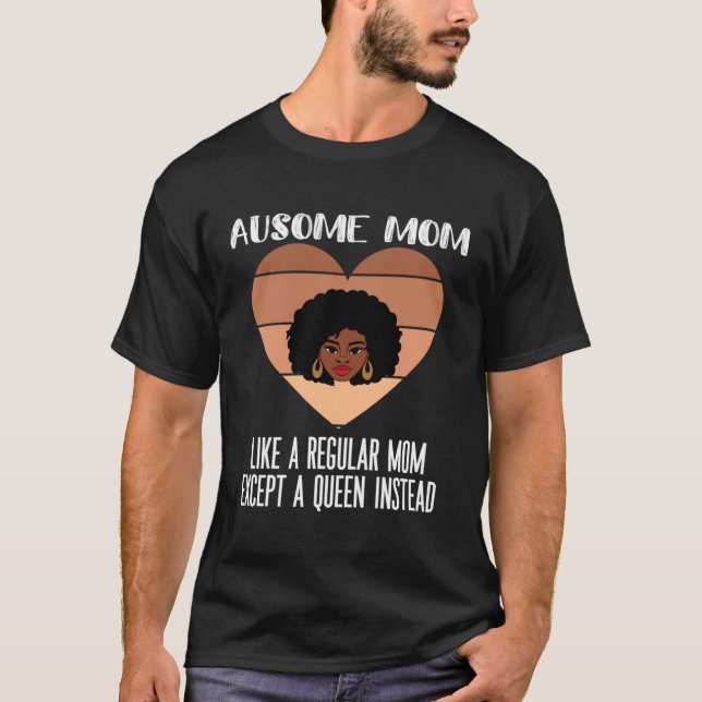 T-shirt Black Autism Mom Ausome Mom Autistic Queen Strong  (Devant)