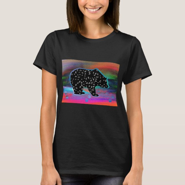 T-shirt Black Bear Spirit Northern Light Coloris (Devant)