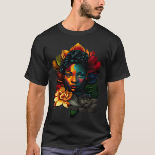 T-shirt Black Beautiful Africain Melanin Femme mignonne Lo