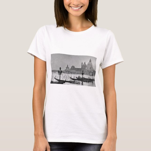 T-shirt Black Blanc Grand Canal Venise Italie Voyage (Devant)