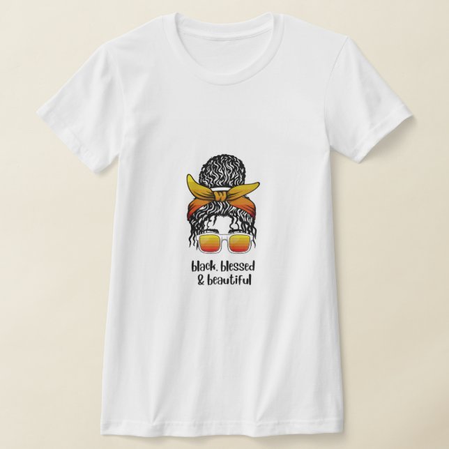 T-shirt Black Blessed & Beautiful Woman’s T‑Shirt (Poser)