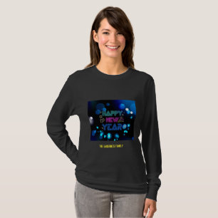 T-shirt Black & Blue Midnight Sparkle Neon Glow Nouvel An