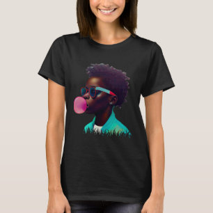 T-shirt Black Boy Joy Bubble Gum Fun African Melanin Princ