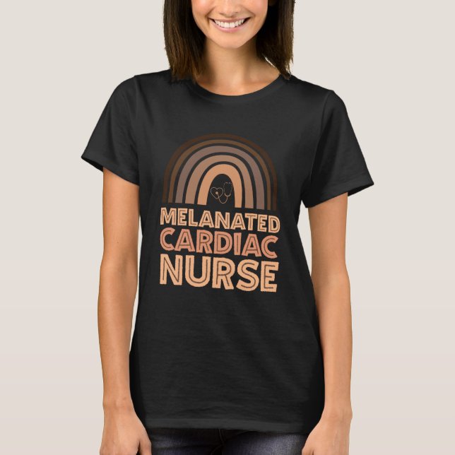 T-shirt Black Cardiac Nurse Melanated Woman Black History  (Devant)