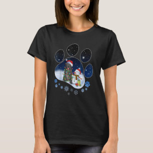 T-shirt Black Carlin Chien Paw Noël Snowman lumières de No