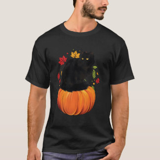 T-shirt Black Cat Autumn Fall Season Pumpkin Thanksgiving