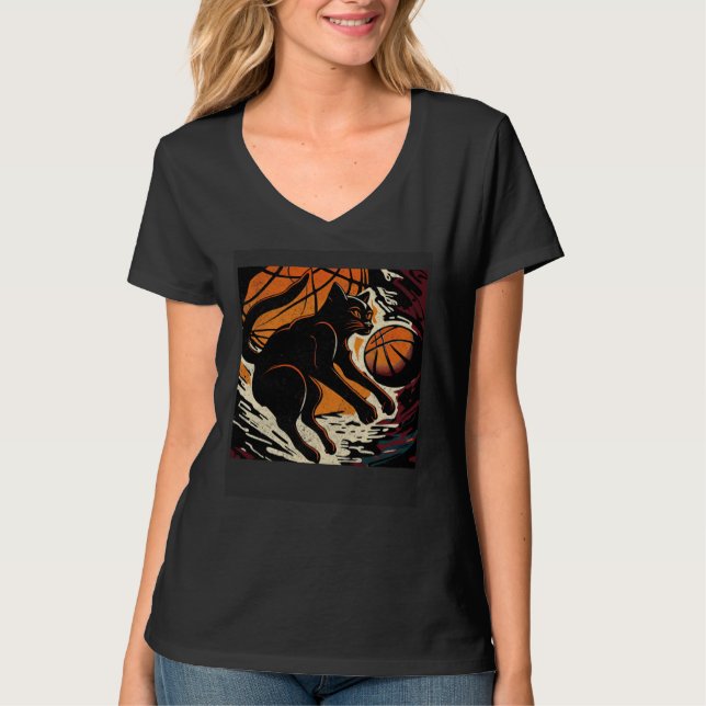 T-shirt Black Cat Basketball Christian (Devant)
