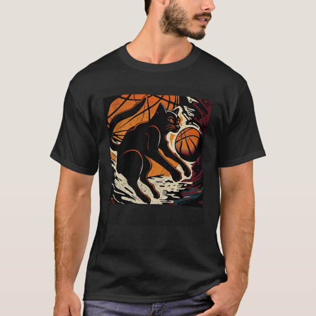 T-shirt Black Cat Basketball Christian (Devant)