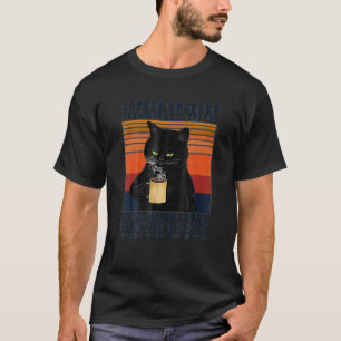 T-shirt Black Cat Boissons Café Étiqueté À L'Arrière Est E
