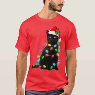 T-shirt Black Cat christmas light t funny cat lover christ