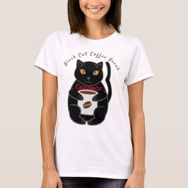 T-shirt Black Cat Coffee Break Thunder_Cove (Devant)