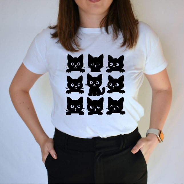 T-shirt Black Cat Design élégant et jouant Art pour Cat T (Créateur téléchargé)