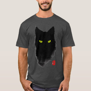 T-shirt Black Cat Enk Japonaise aquarelle style Mystery Ga