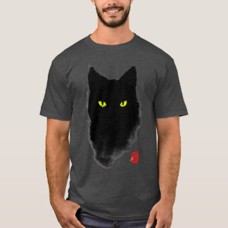 T-shirt Black Cat Enk Japonaise aquarelle style Mystery Ga