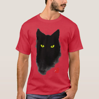 T-shirt Black Cat Enk Japonaise aquarelle style Mystery Ga