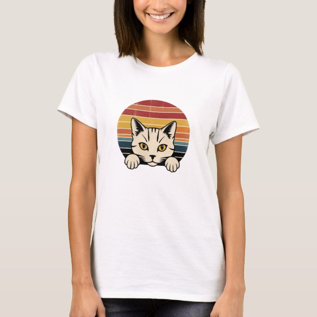 T-shirt Black Cat Face Vintage Rétro (Devant)
