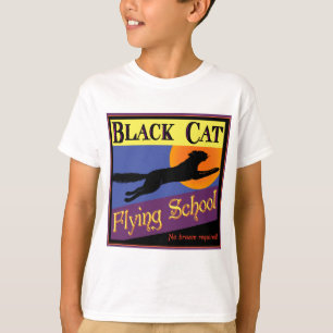 T-shirt Black Cat Flying School Vintage Halloween Art