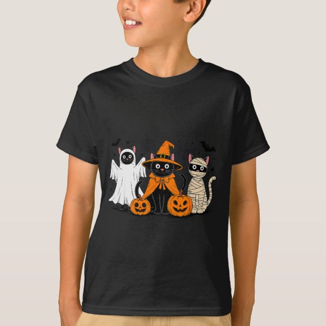 T-shirt Black Cat Halloween  (Devant)