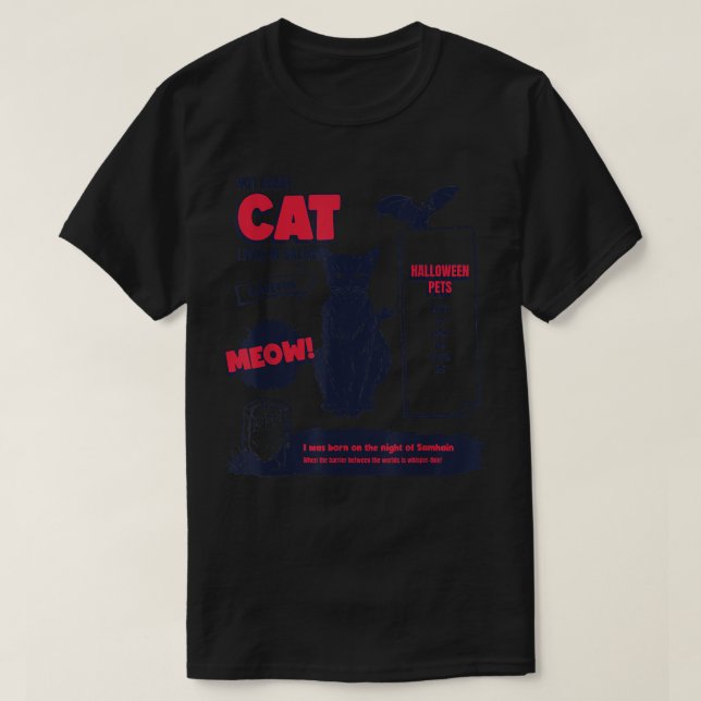 T-shirt Black Cat Halloween Pets Not Every Cat Lives In Sa (Design devant)