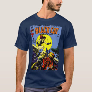 T-shirt Black Cat Halloween Vintage Horror Comique