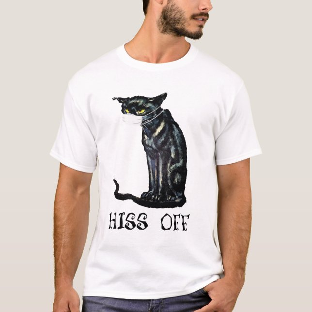 T-shirt Black Cat Hiss Off Shirt Funny 2020 en quarantaine (Devant)