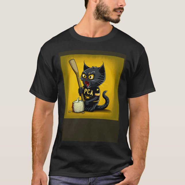 T-shirt Black Cat Hockey Corn On The Cob (Devant)