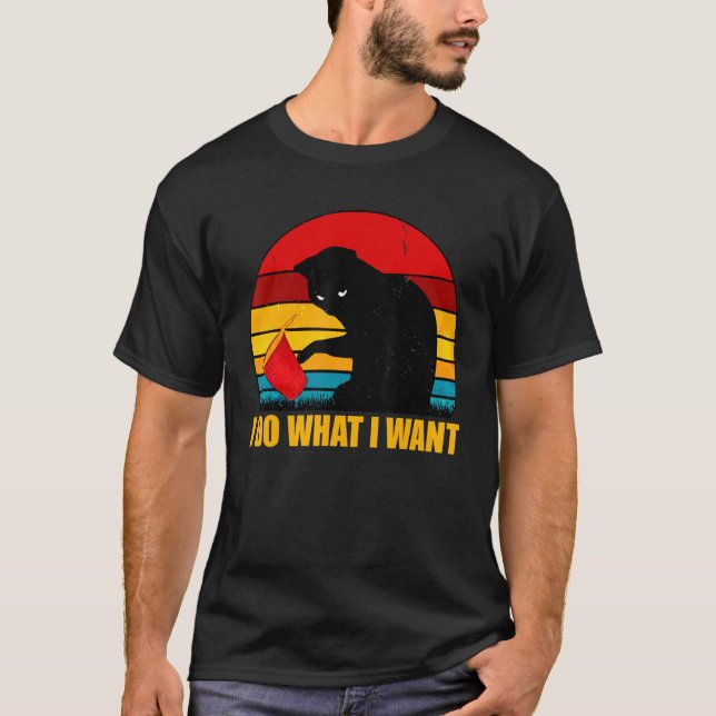 T-shirt Black Cat I Do What I Want (Devant)
