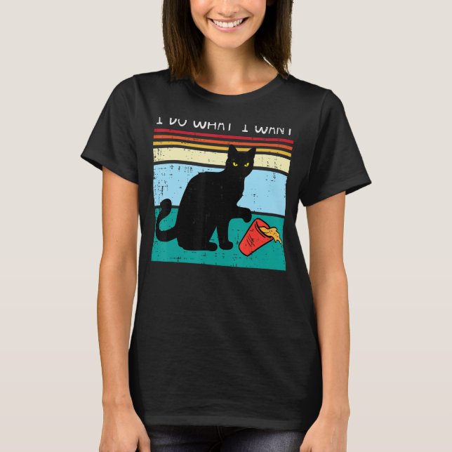 T-shirt Black Cat I Do What I Want Cup  Men Women Girls Ki (Devant)