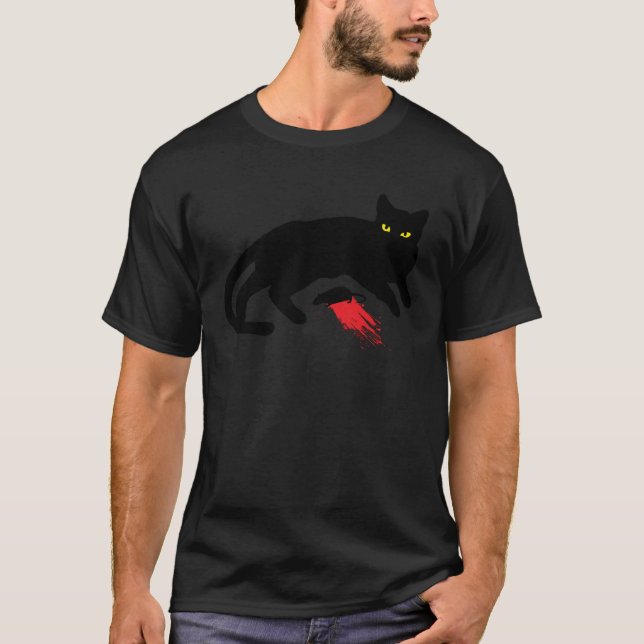 T-shirt Black Cat Killer instincts Dead Mouse Punk Goth (Devant)